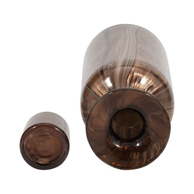 14" Hilary Large Brown Glass Bottle - Al Rugaib Furniture