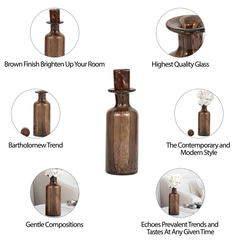 14" Hilary Large Brown Glass Bottle - Al Rugaib Furniture