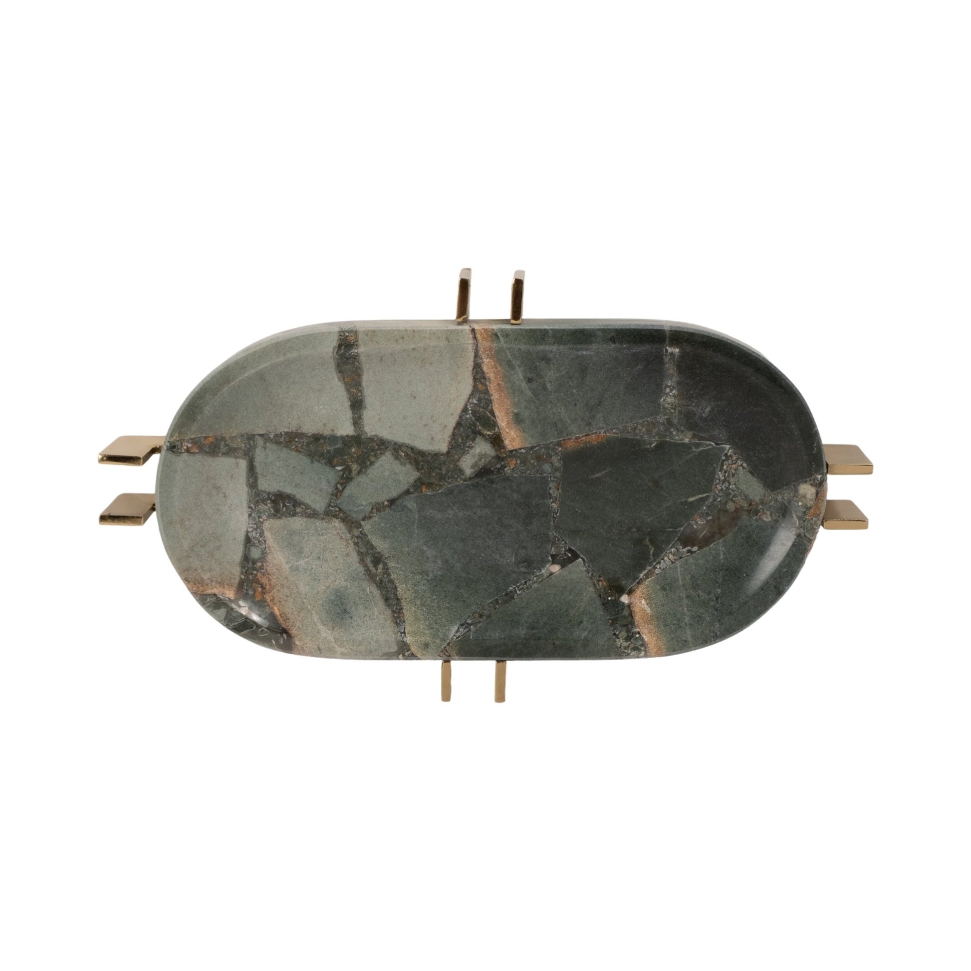 14" Komi Green Malakite Tray Table Decors| Sagebrook Home