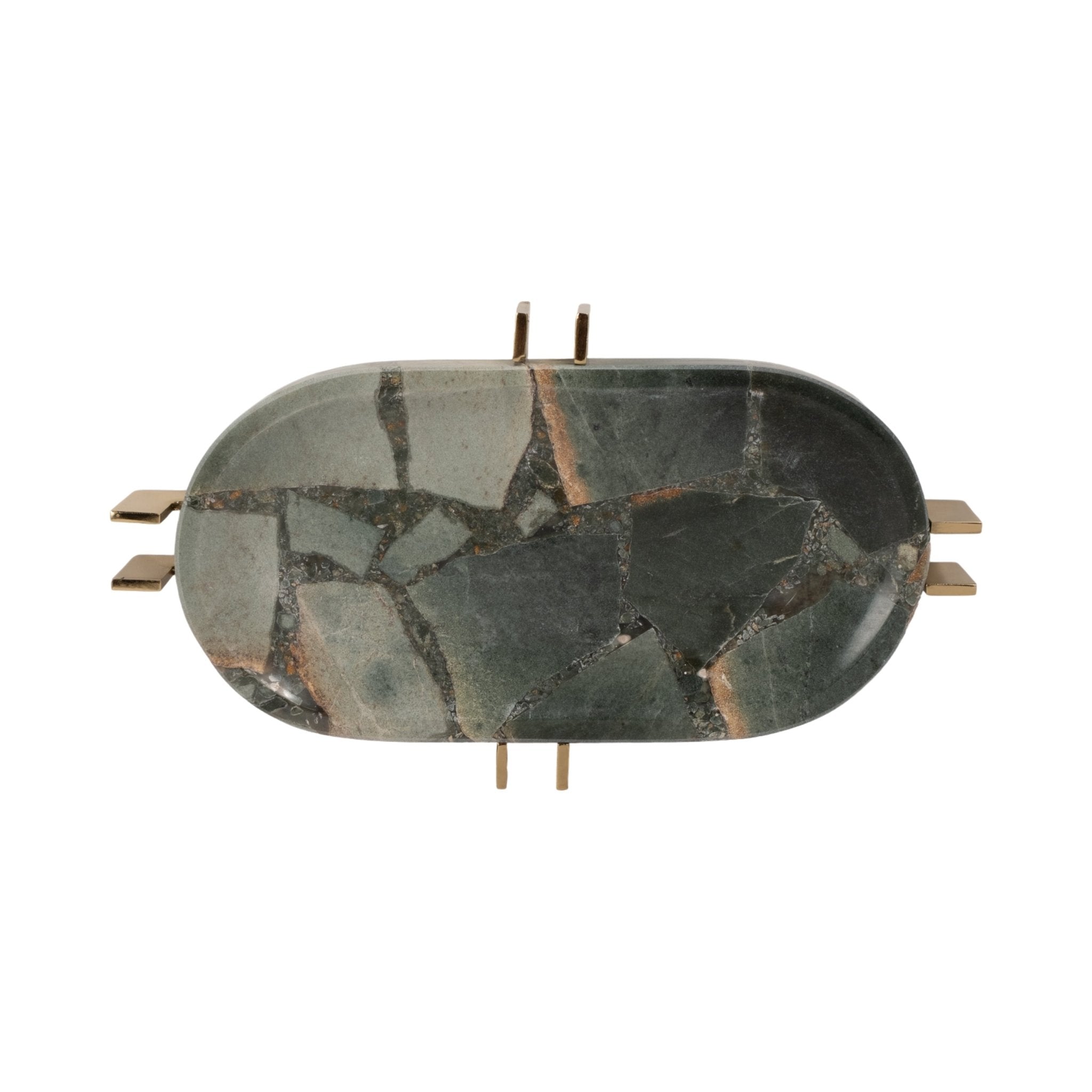 14" Komi Green Malakite Tray Table Decors| Sagebrook Home