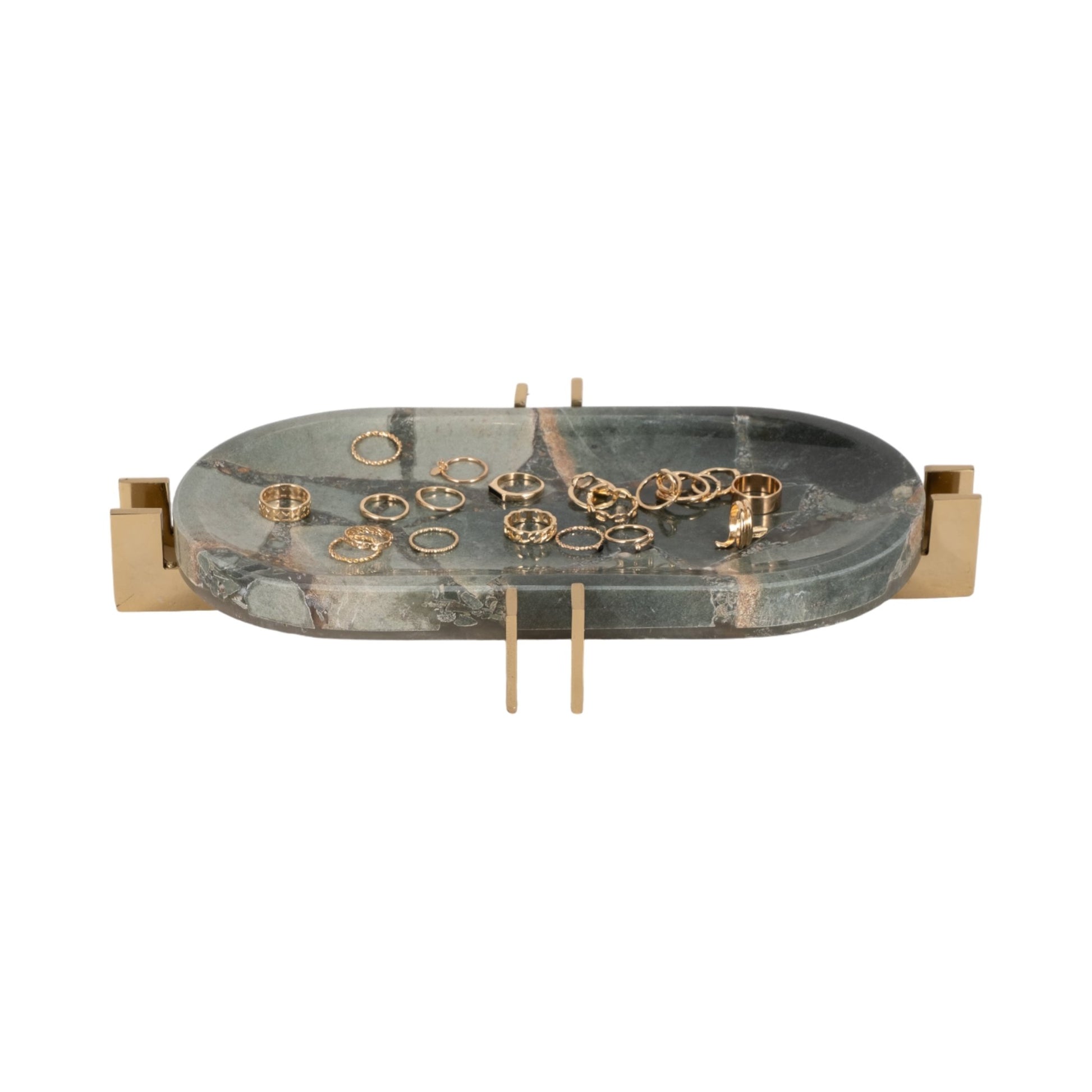 14" Komi Green Malakite Tray Table Decors| Sagebrook Home