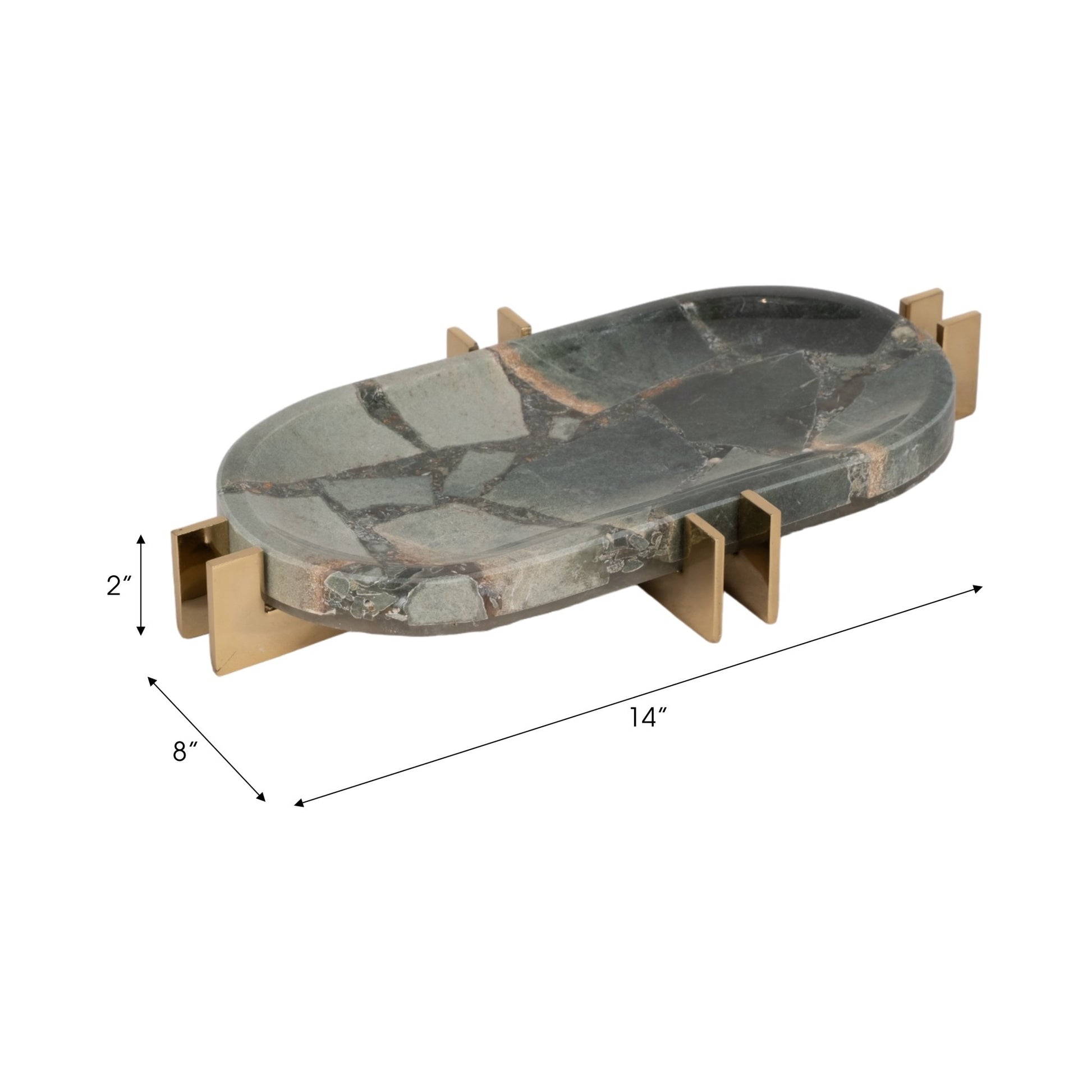 14" Komi Green Malakite Tray Table Decors| Sagebrook Home