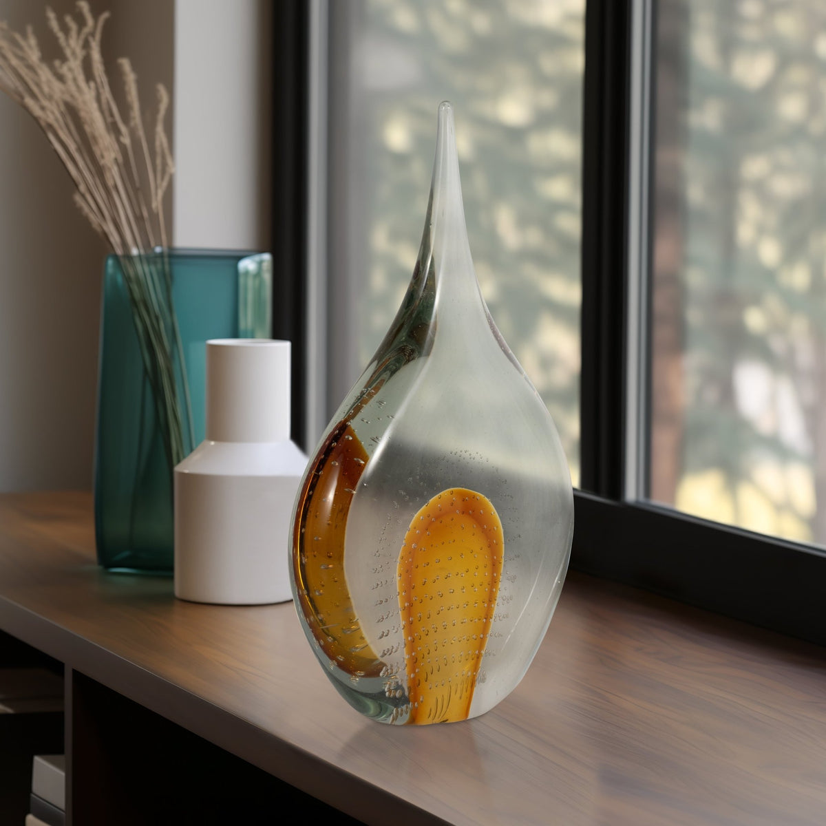 14" MEEDA AMBER CRYSTAL TEAR DROP Table Decors| Sagebrook Home