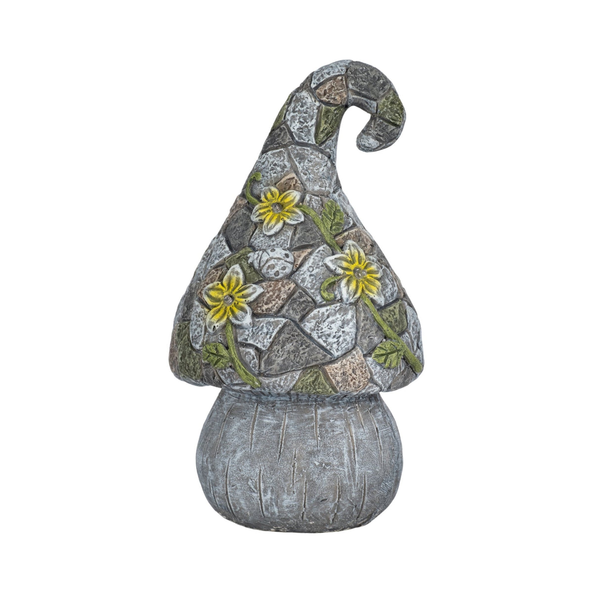 14" Mushroom Statue With Solar Flowers, Grey Multi Table Decors| Sagebrook Home