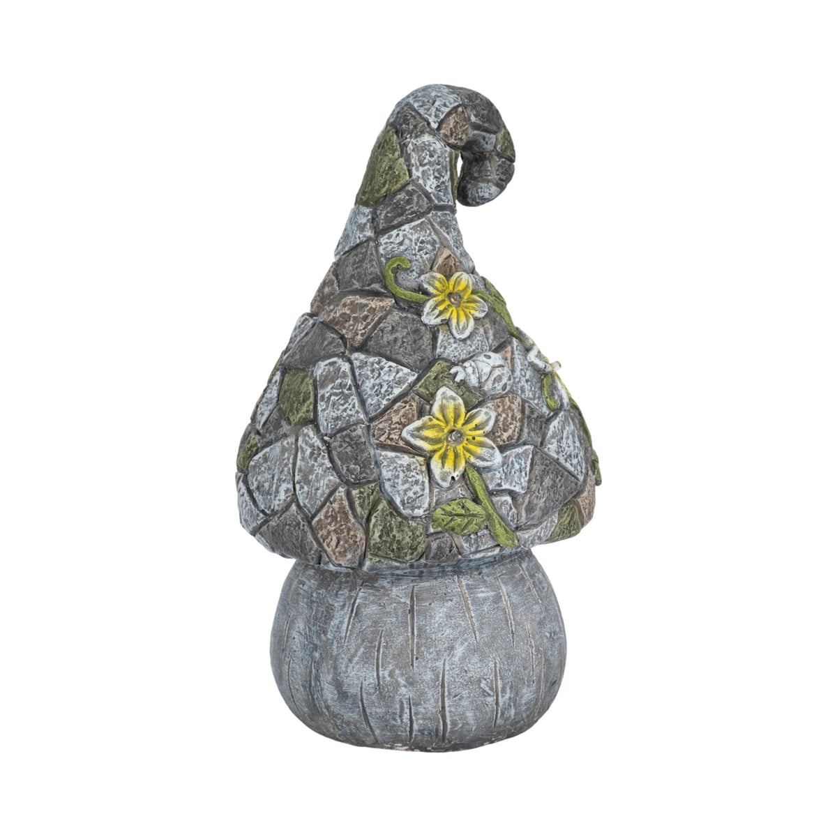14" Mushroom Statue With Solar Flowers, Grey Multi Table Decors| Sagebrook Home