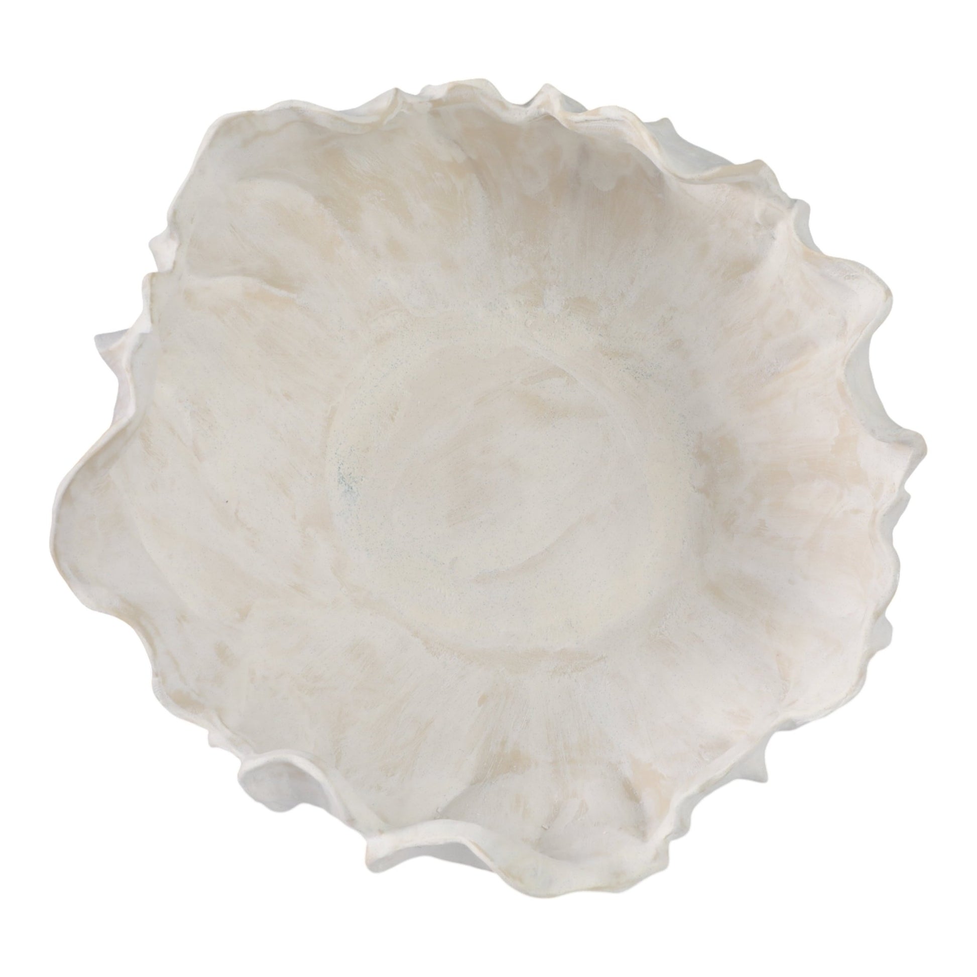 14" SPADENA SHORT PORCELAIN BOWL, IVORY Table Decors| Sagebrook Home