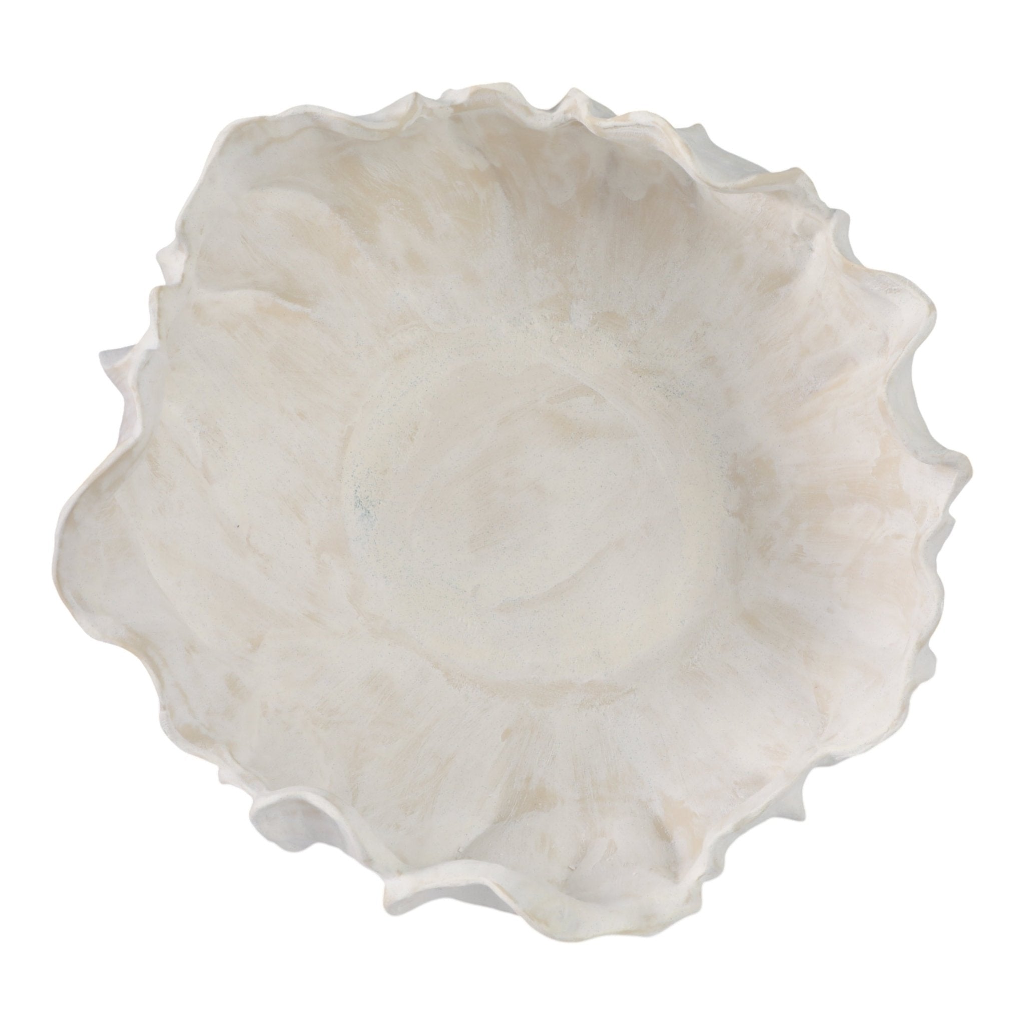 14" SPADENA SHORT PORCELAIN BOWL, IVORY Table Decors| Sagebrook Home