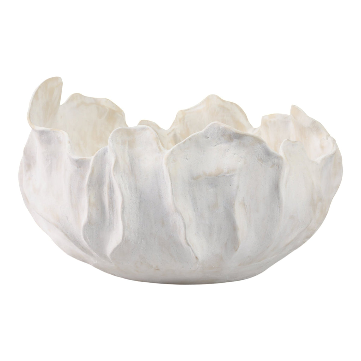 14" SPADENA SHORT PORCELAIN BOWL, IVORY Table Decors| Sagebrook Home