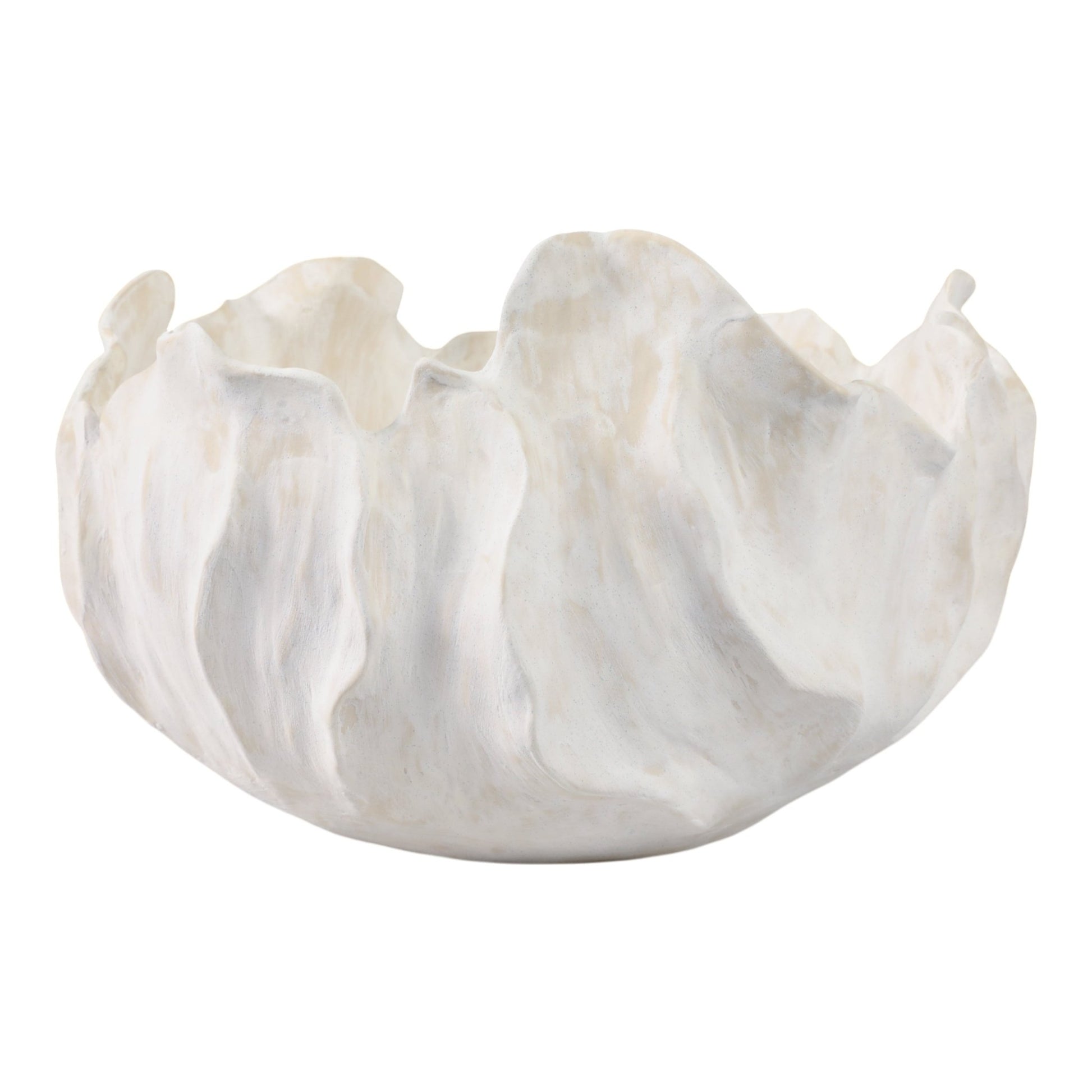 14" SPADENA SHORT PORCELAIN BOWL, IVORY Table Decors| Sagebrook Home