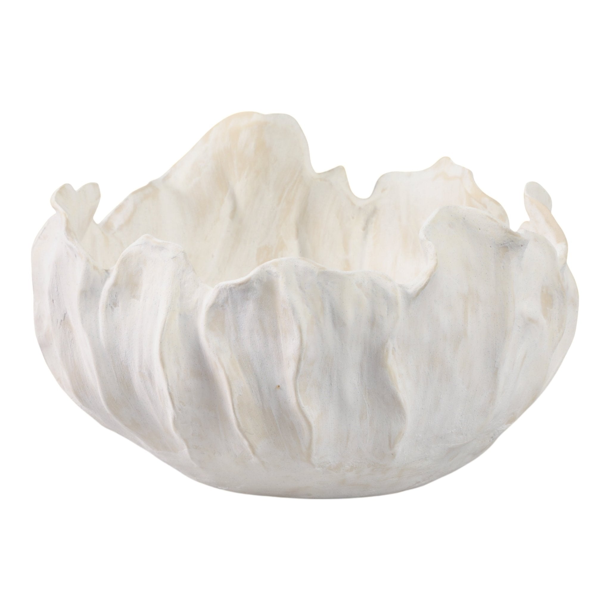 14" SPADENA SHORT PORCELAIN BOWL, IVORY Table Decors| Sagebrook Home