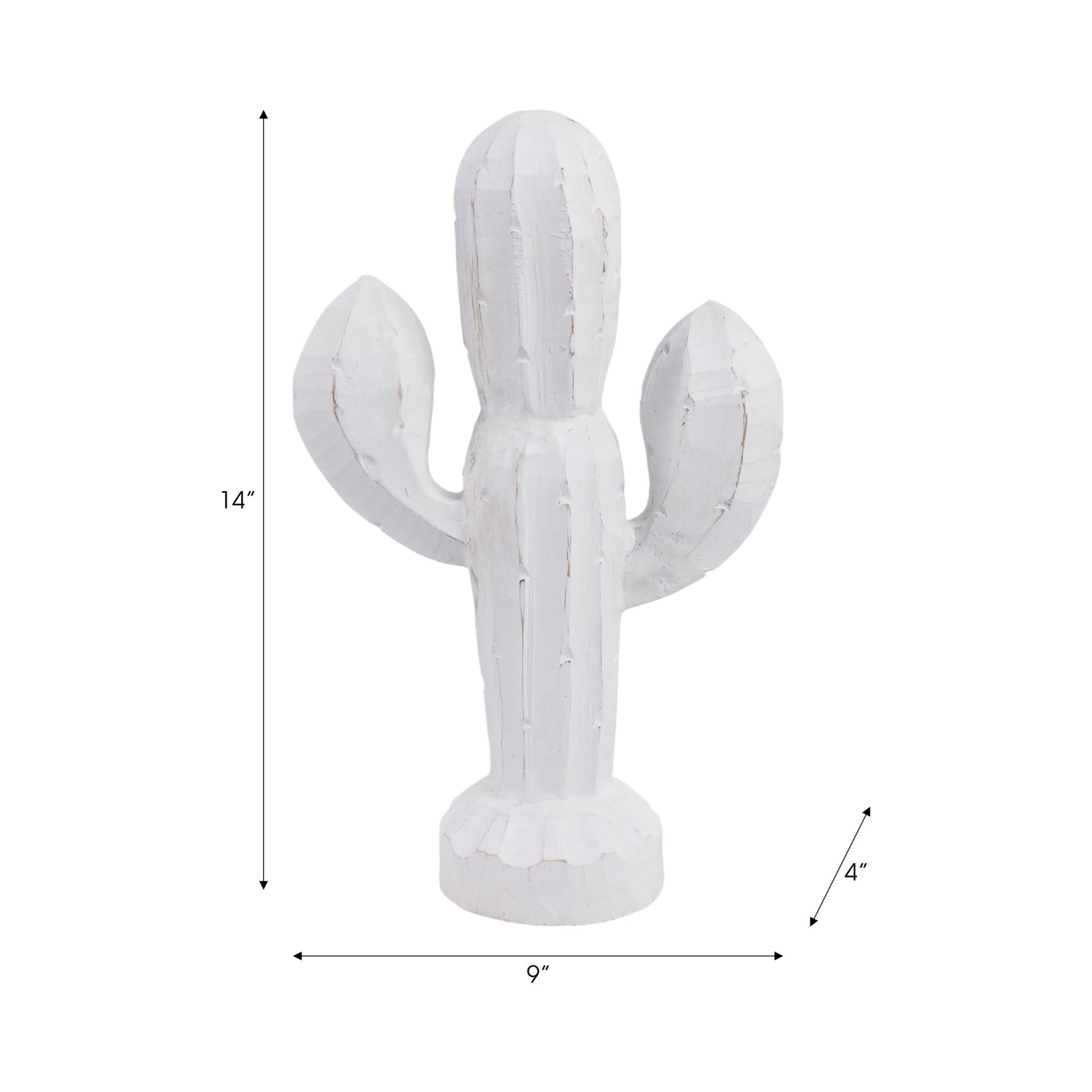 14" Wooden Cactus Decor, Wht Table Decors| Sagebrook Home