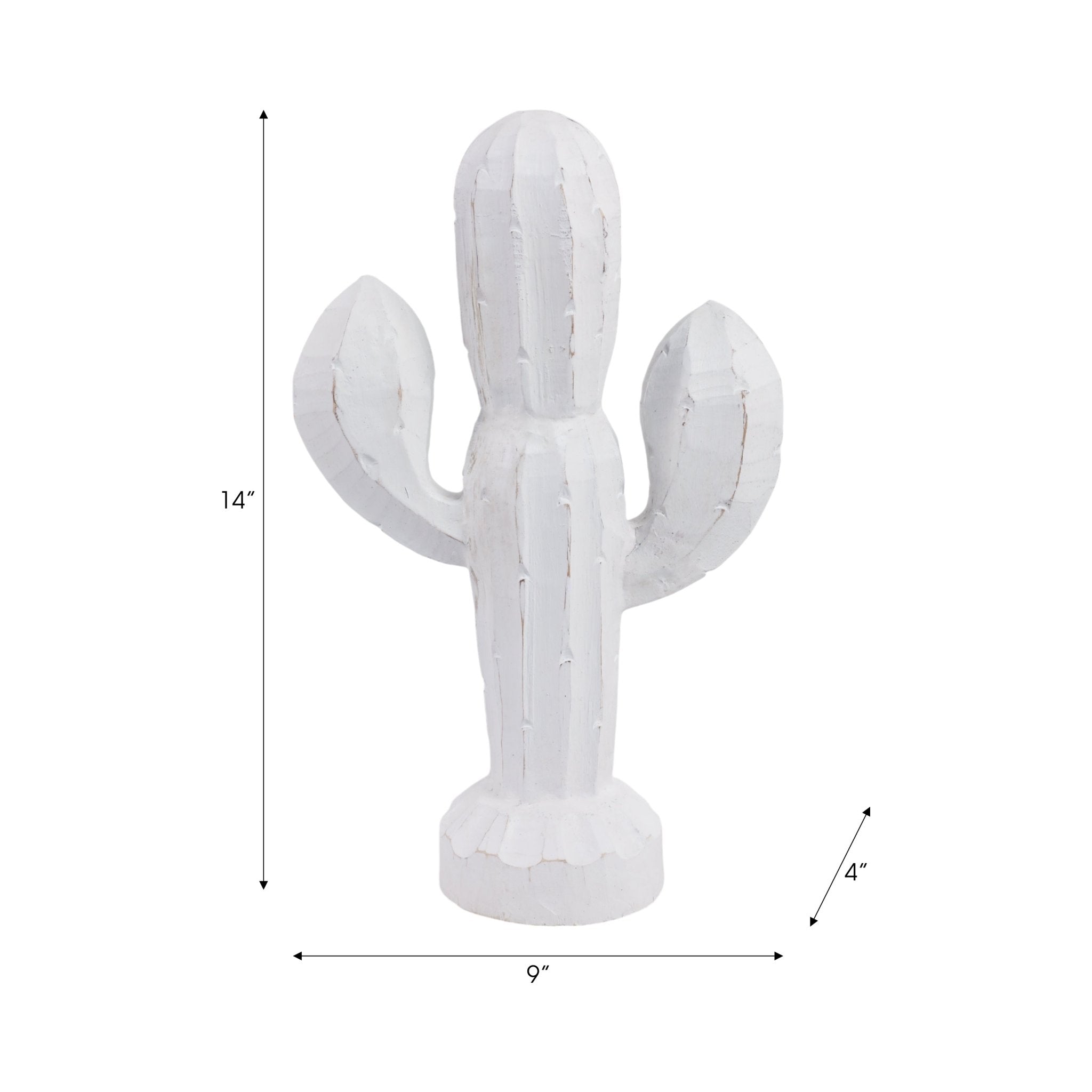 14" Wooden Cactus Decor, Wht Table Decors| Sagebrook Home