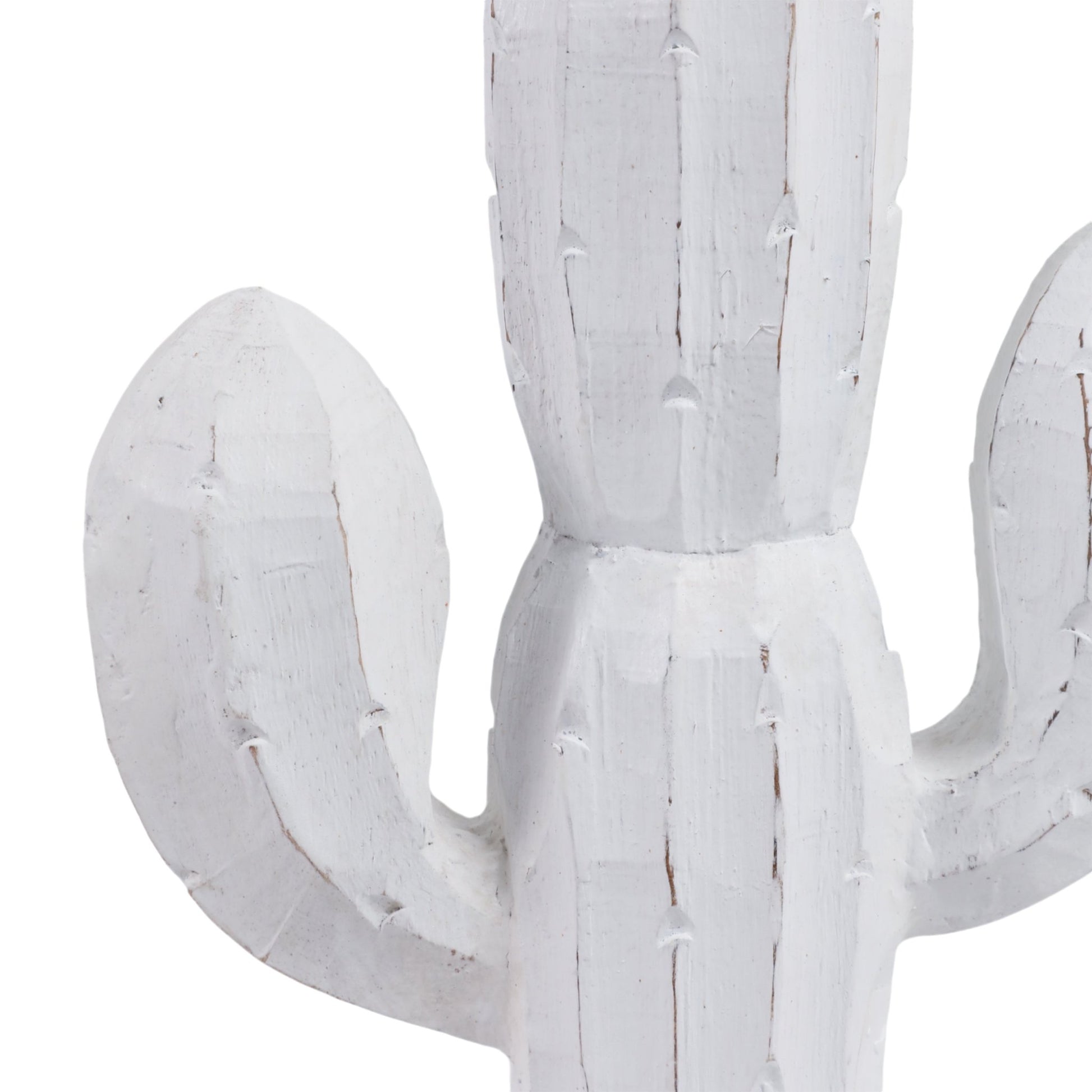 14" Wooden Cactus Decor, Wht Table Decors| Sagebrook Home