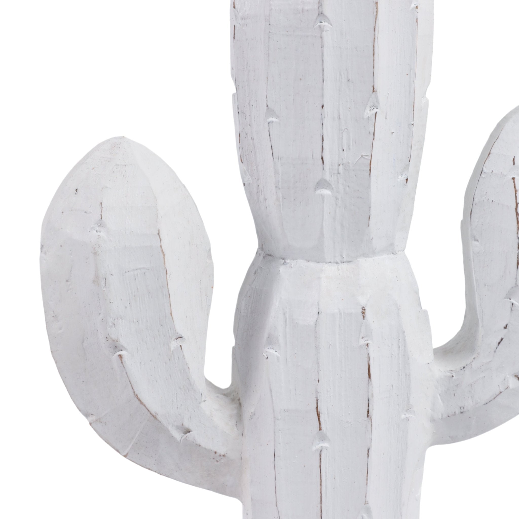 14" Wooden Cactus Decor, Wht Table Decors| Sagebrook Home