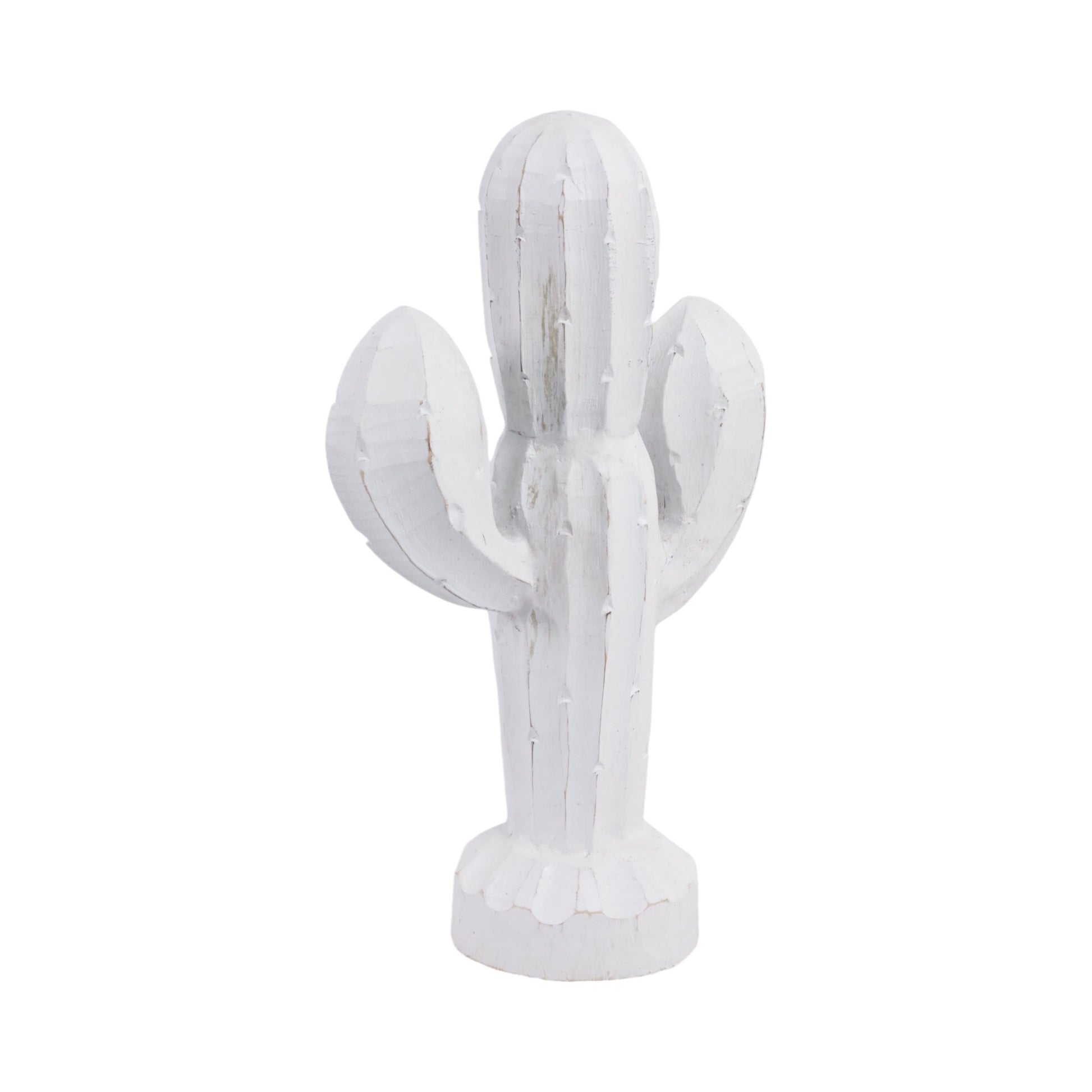 14" Wooden Cactus Decor, Wht Table Decors| Sagebrook Home