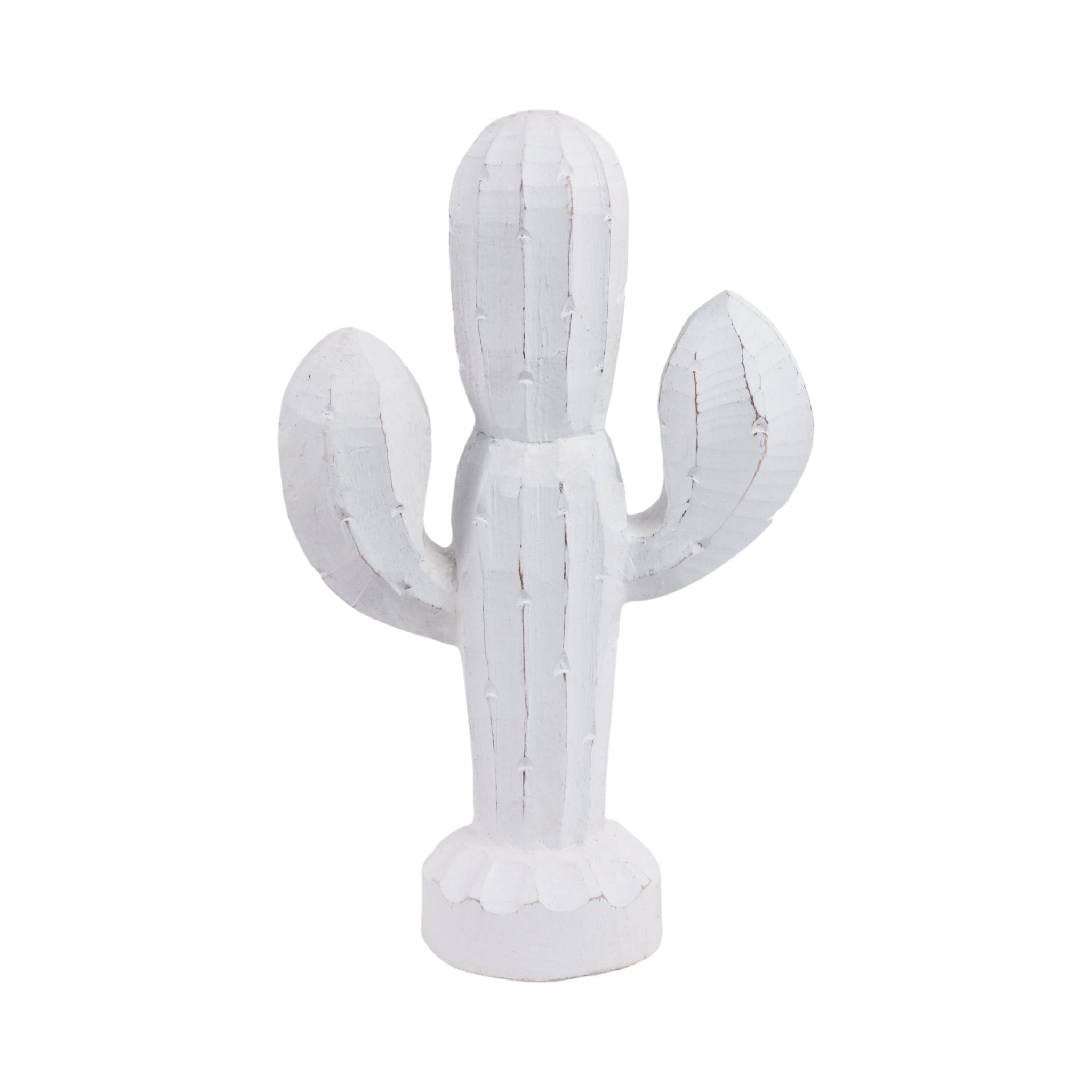 14" Wooden Cactus Decor, Wht Table Decors| Sagebrook Home
