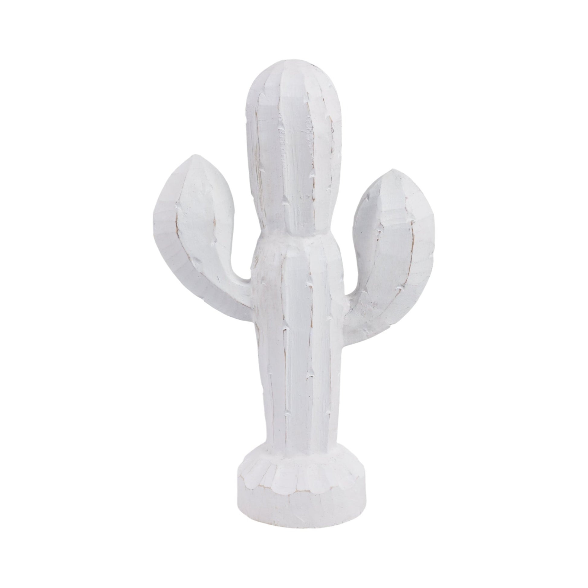 14" Wooden Cactus Decor, Wht Table Decors| Sagebrook Home