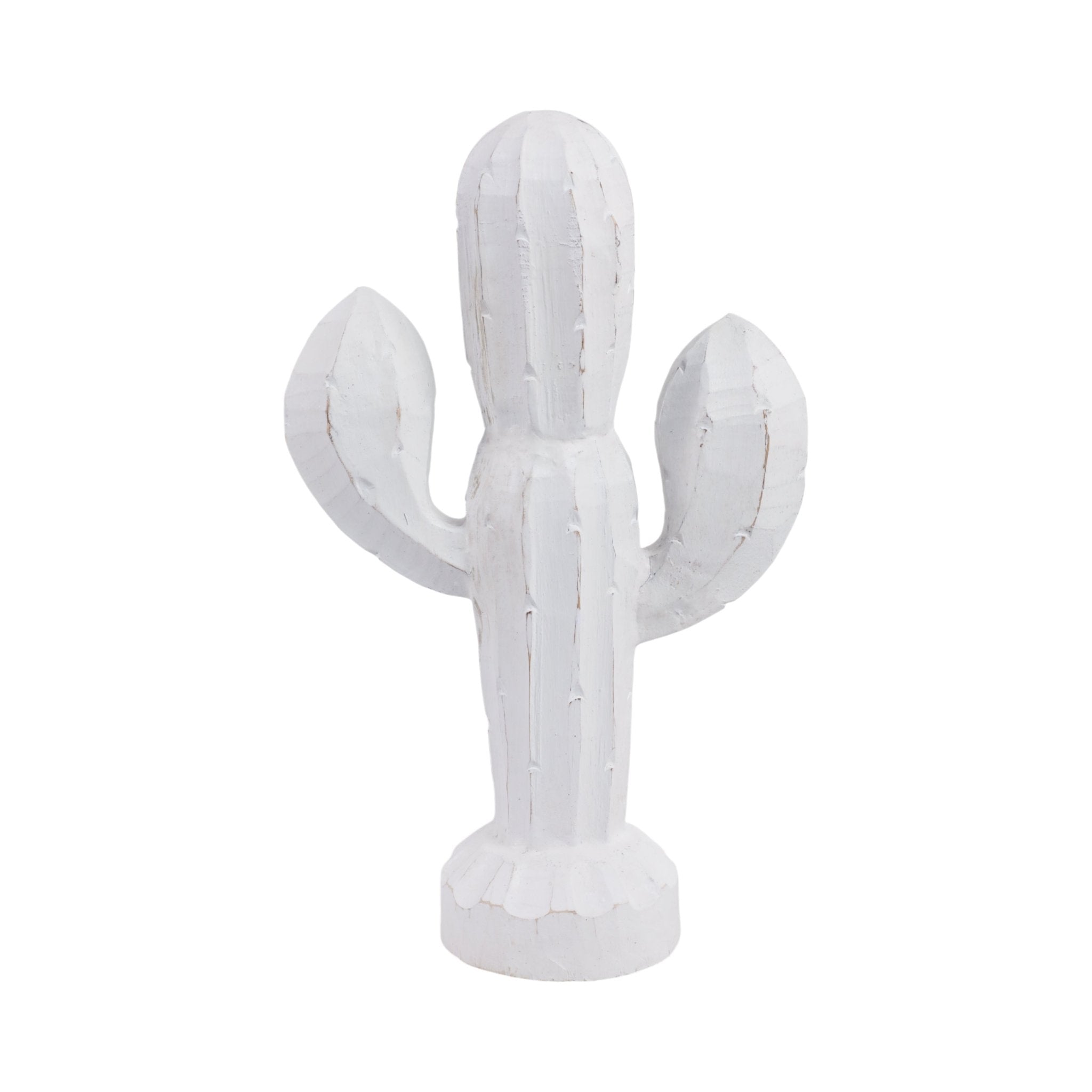 14" Wooden Cactus Decor, Wht Table Decors| Sagebrook Home
