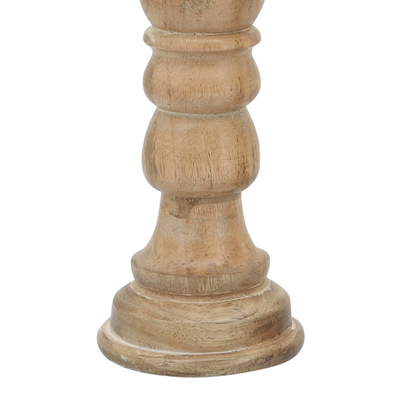 14" Wooden Pillar Holder, Natural - Al Rugaib Furniture