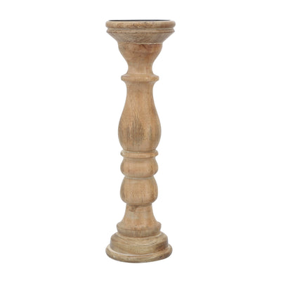 14" Wooden Pillar Holder, Natural - Al Rugaib Furniture