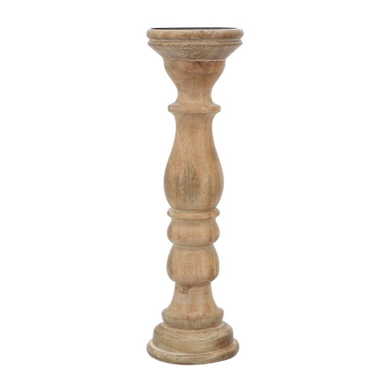 14" Wooden Pillar Holder, Natural - Al Rugaib Furniture