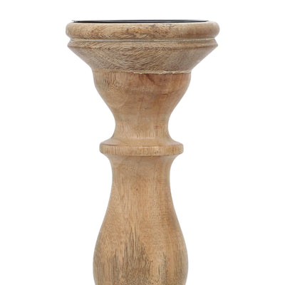 14" Wooden Pillar Holder, Natural - Al Rugaib Furniture
