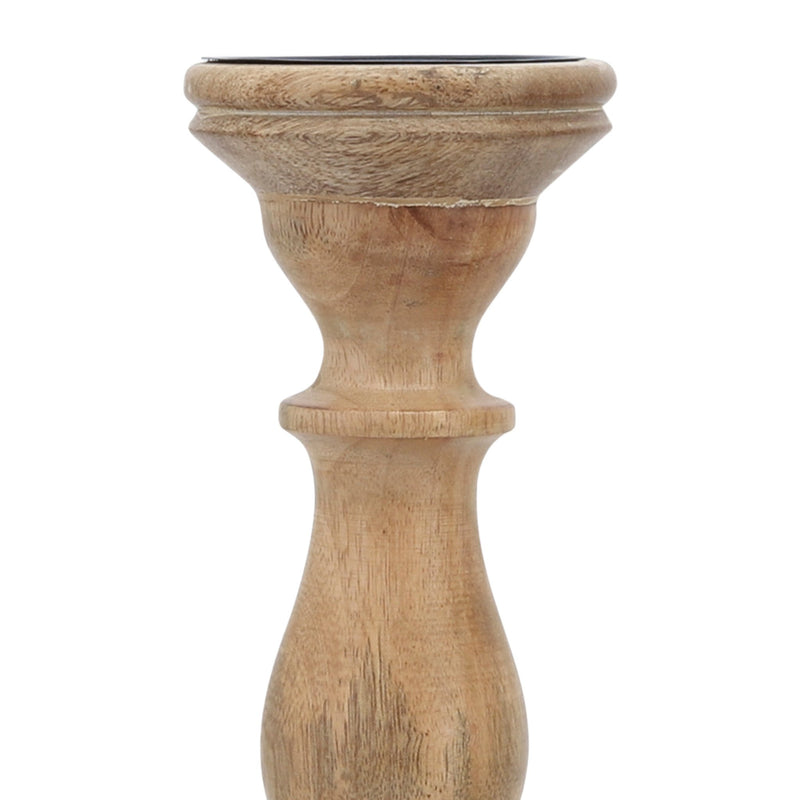 14" Wooden Pillar Holder, Natural - Al Rugaib Furniture