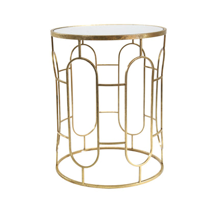 S/2 MIRRORED ROUND ACCENT TABLES 24/20 GOLD