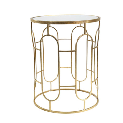 S/2 MIRRORED ROUND ACCENT TABLES 24/20" GOLD