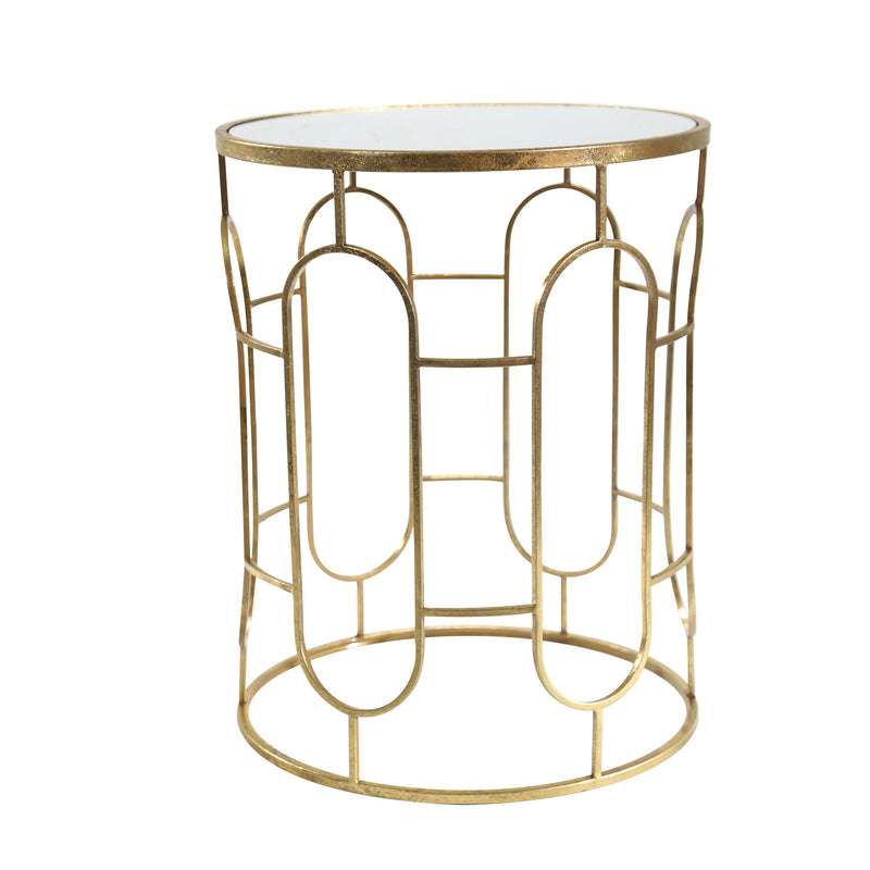 S/2 MIRRORED ROUND ACCENT TABLES 24/20 GOLD