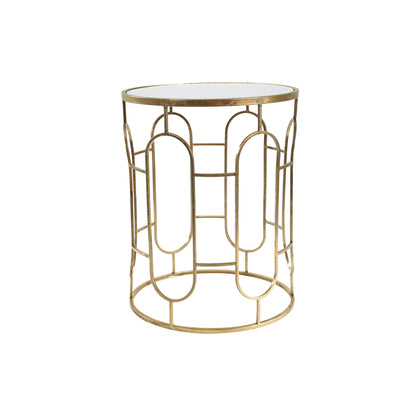 S/2 MIRRORED ROUND ACCENT TABLES 24/20 GOLD