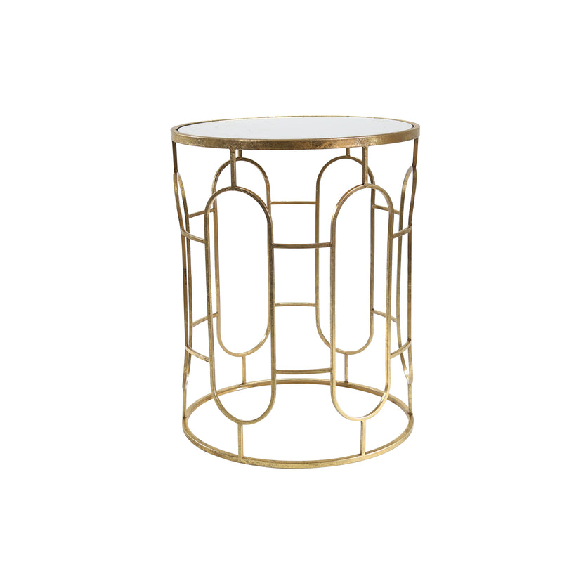 S/2 MIRRORED ROUND ACCENT TABLES 24/20 GOLD