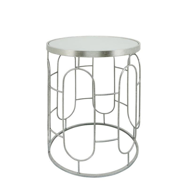 S/2 MIRRORED ROUND ACCENT TABLES 24/20" SILVER