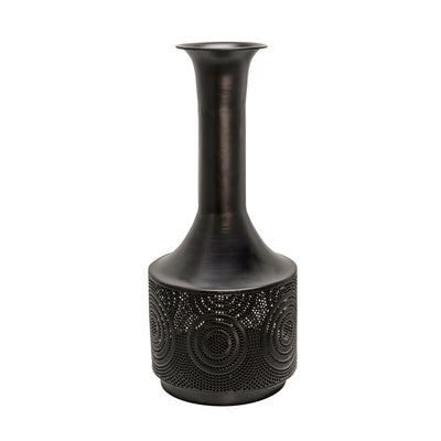 METAL 19 TEXTURED VASE, BLACK