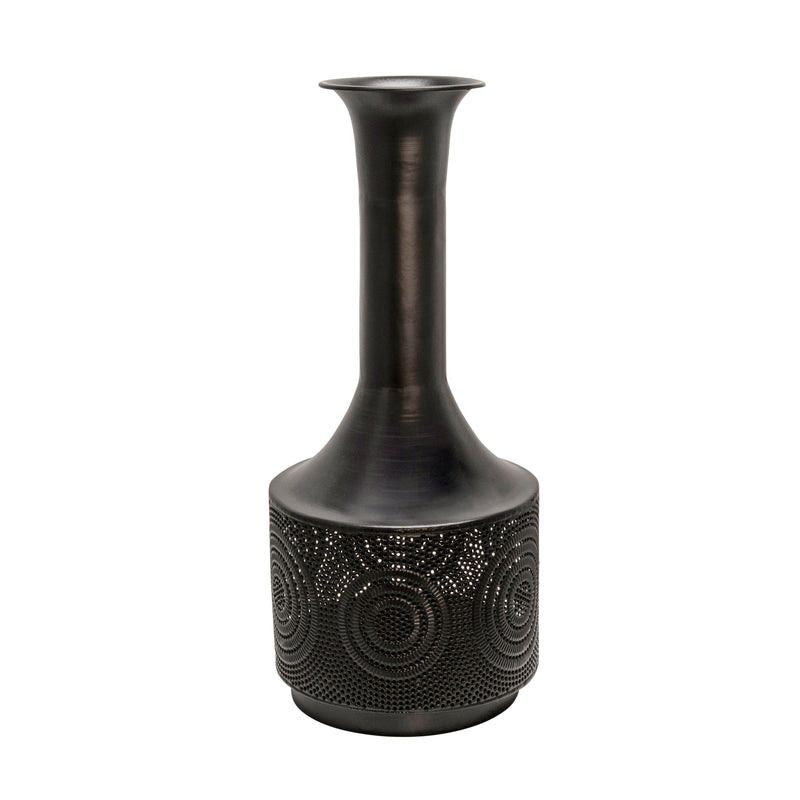 METAL 19 TEXTURED VASE, BLACK