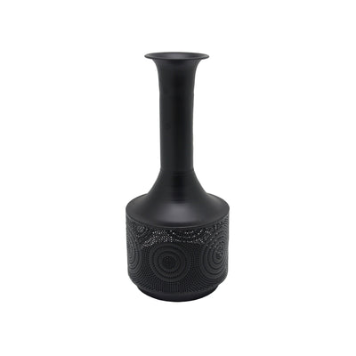 METAL 19 TEXTURED VASE, BLACK