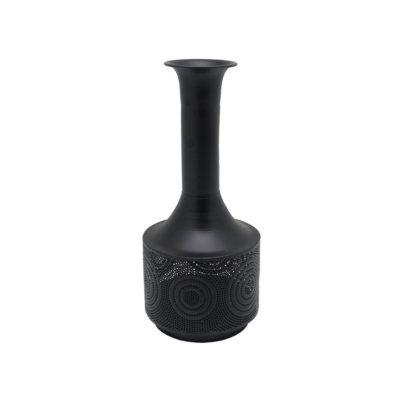 METAL 19 TEXTURED VASE, BLACK