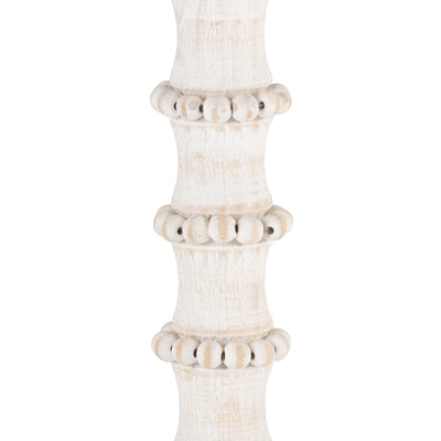 WOOD, 13" ANTIQUE STYLE CANDLE HOLDER, WHITE