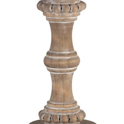 Wood, 11" Banded Bead Candle Holder, Antique White