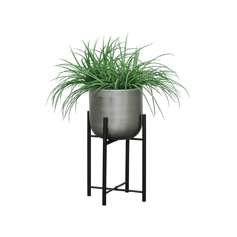 S/3 METAL PLANTERS ON STAND 40/30/20"H, SILVER