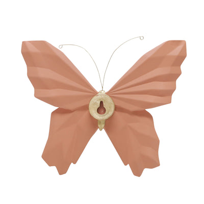 RESIN 8" W ORIGAMI BUTTERFLY WALL HANGING, SALMON