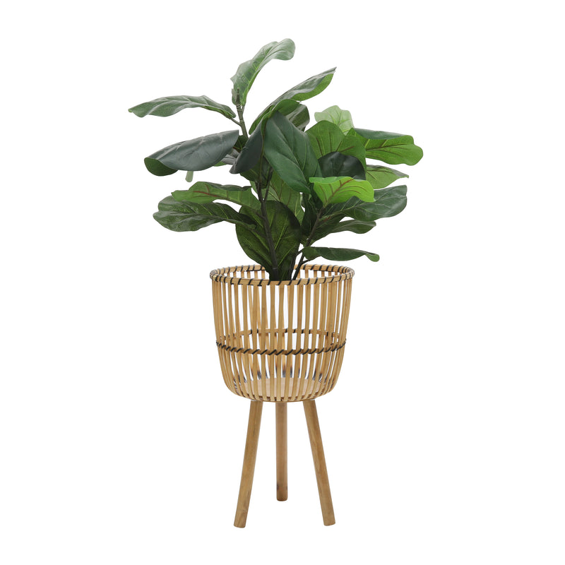 S/2 WICKER FOOTED PLANTERS 10/12", NATURAL