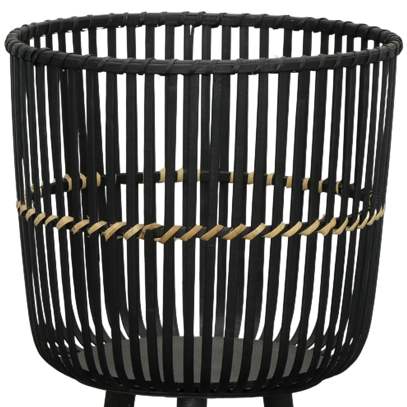 S/3 BAMBOO FOOTED PLANTERS 11/13/15", BLACK
