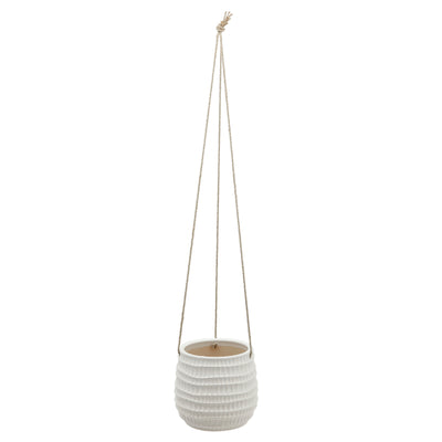 6" Dimpled Hanging Planter, White
