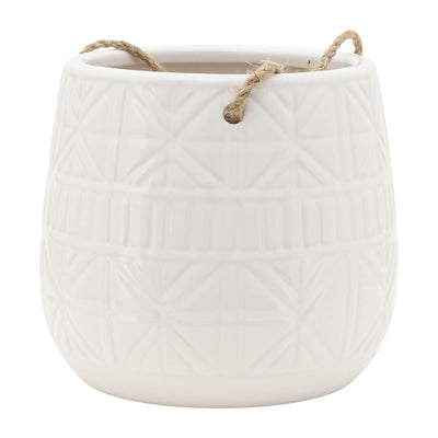 6 Abstract Hanging Planter, White