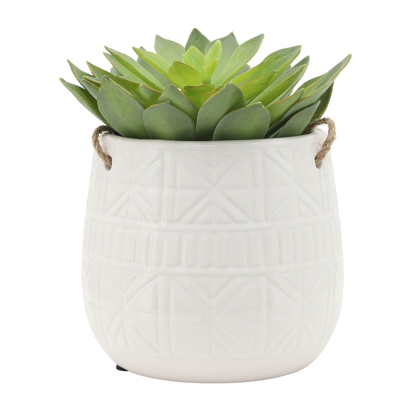 6 Abstract Hanging Planter, White