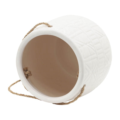 6 Abstract Hanging Planter, White