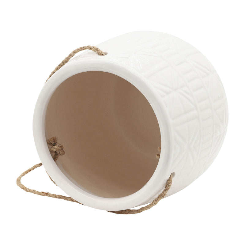 6 Abstract Hanging Planter, White