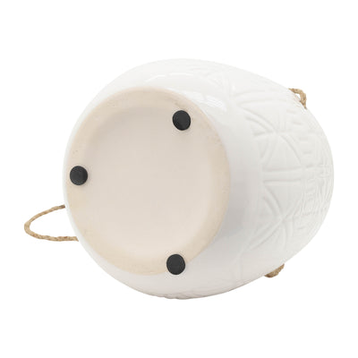 6 Abstract Hanging Planter, White