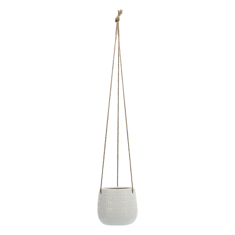6 Abstract Hanging Planter, White